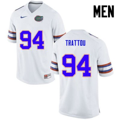 Men's Florida Gators #94 Justin Trattou NCAA Nike White Authentic Stitched College Football Jersey XJL2662CM